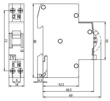 Дифференциальные автоматические выключатели KZS - 1M LT ETI